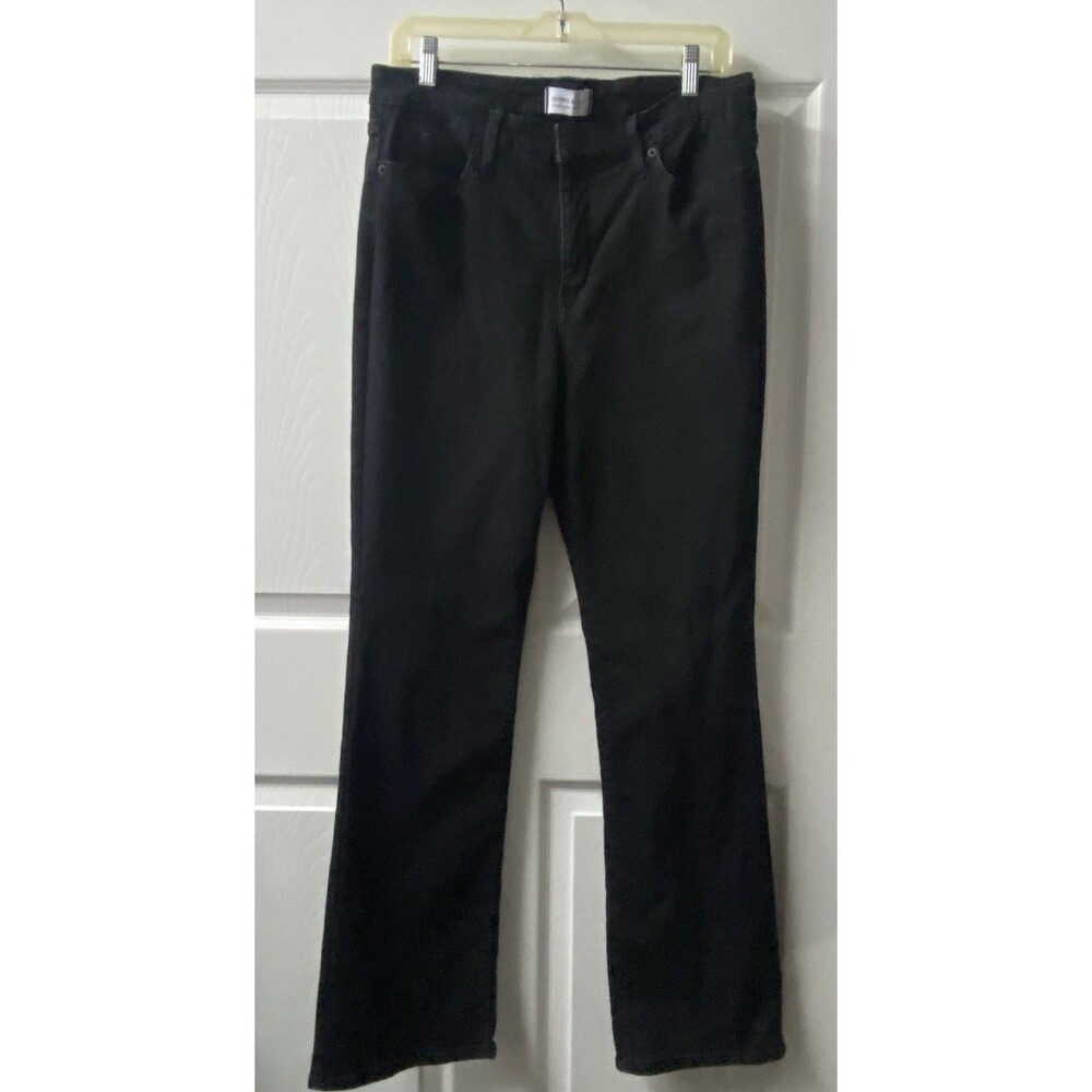 Crown & Ivy Denim Jeans Womens 12 Black Bootcut Stretchy Dark Wash High Rise EUC